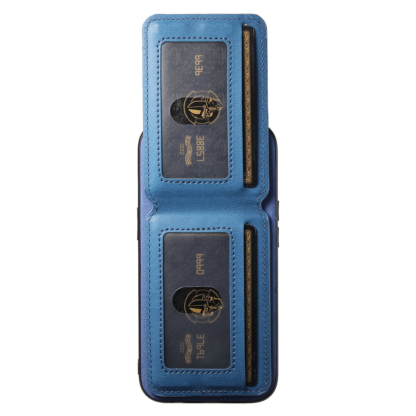 For Oppo Reno13 Pro 5G Case Cloth Texture Leather + PC + TPU RFID Blocking Phone Cover with Card Holder - Blue