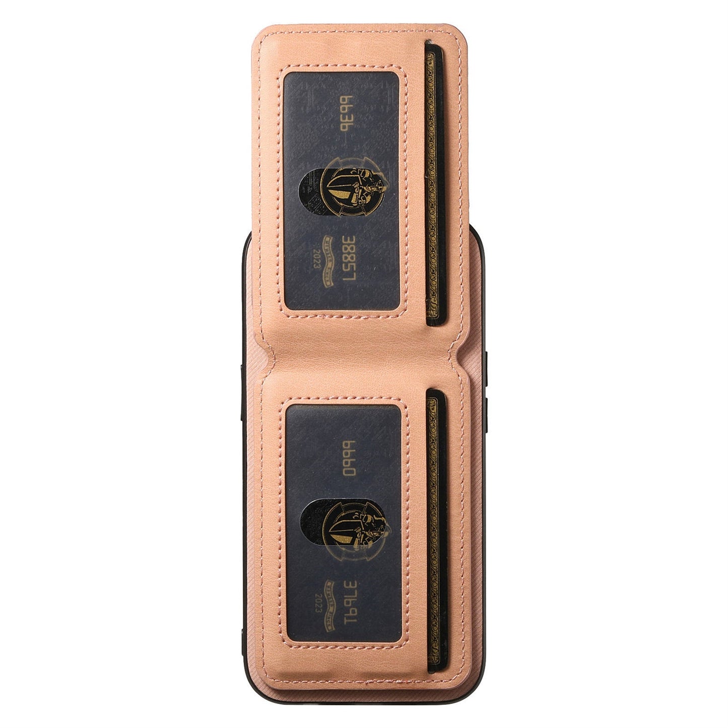 For Oppo Reno13 Pro 5G Case Cloth Texture Leather + PC + TPU RFID Blocking Phone Cover with Card Holder - Pink