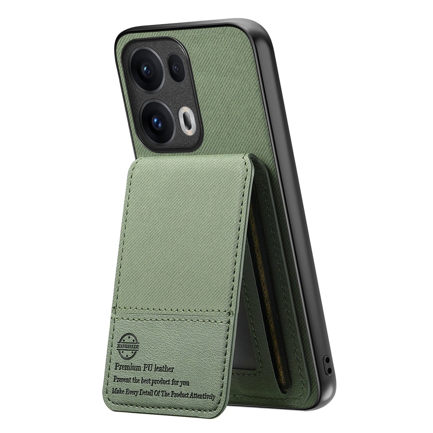 For Oppo Reno13 Pro 5G Case Cloth Texture Leather + PC + TPU RFID Blocking Phone Cover with Card Holder - Green