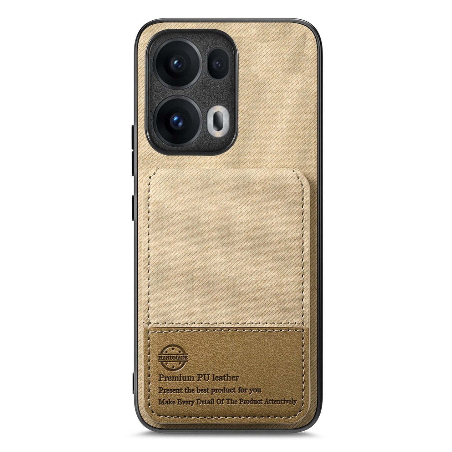 For Oppo Reno13 Pro 5G Case Cloth Texture Leather + PC + TPU RFID Blocking Phone Cover with Card Holder - Khaki
