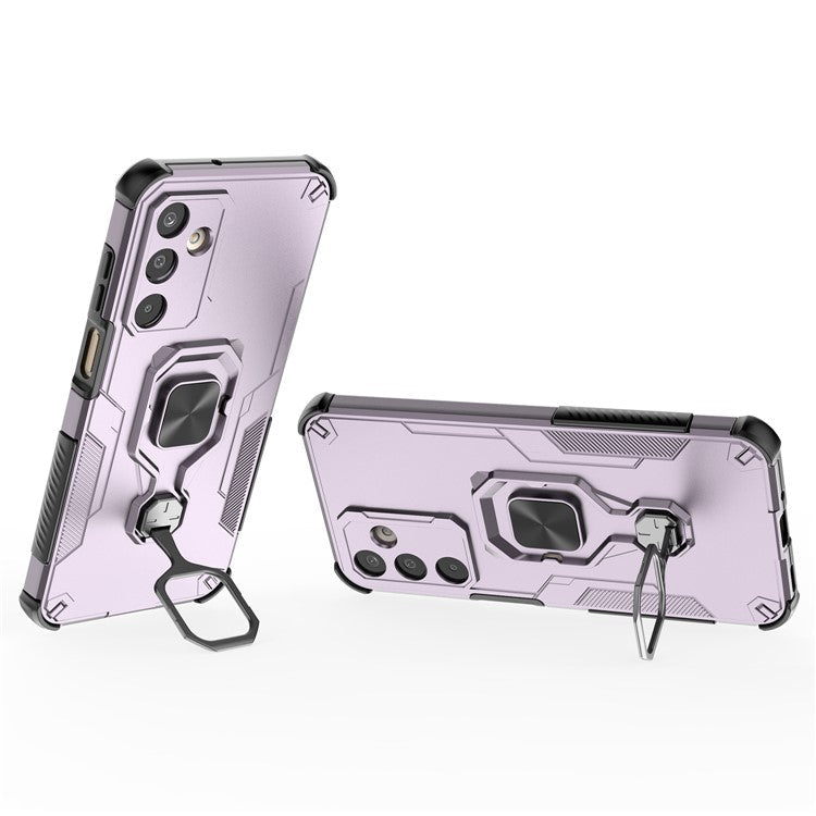 For Samsung Galaxy M16 5G Case Rotatable Ring Kickstand PC + TPU Shockproof Phone Cover - Purple