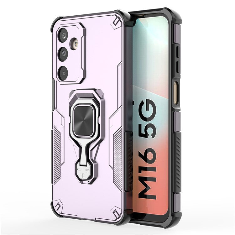 For Samsung Galaxy M16 5G Case Rotatable Ring Kickstand PC + TPU Shockproof Phone Cover - Purple