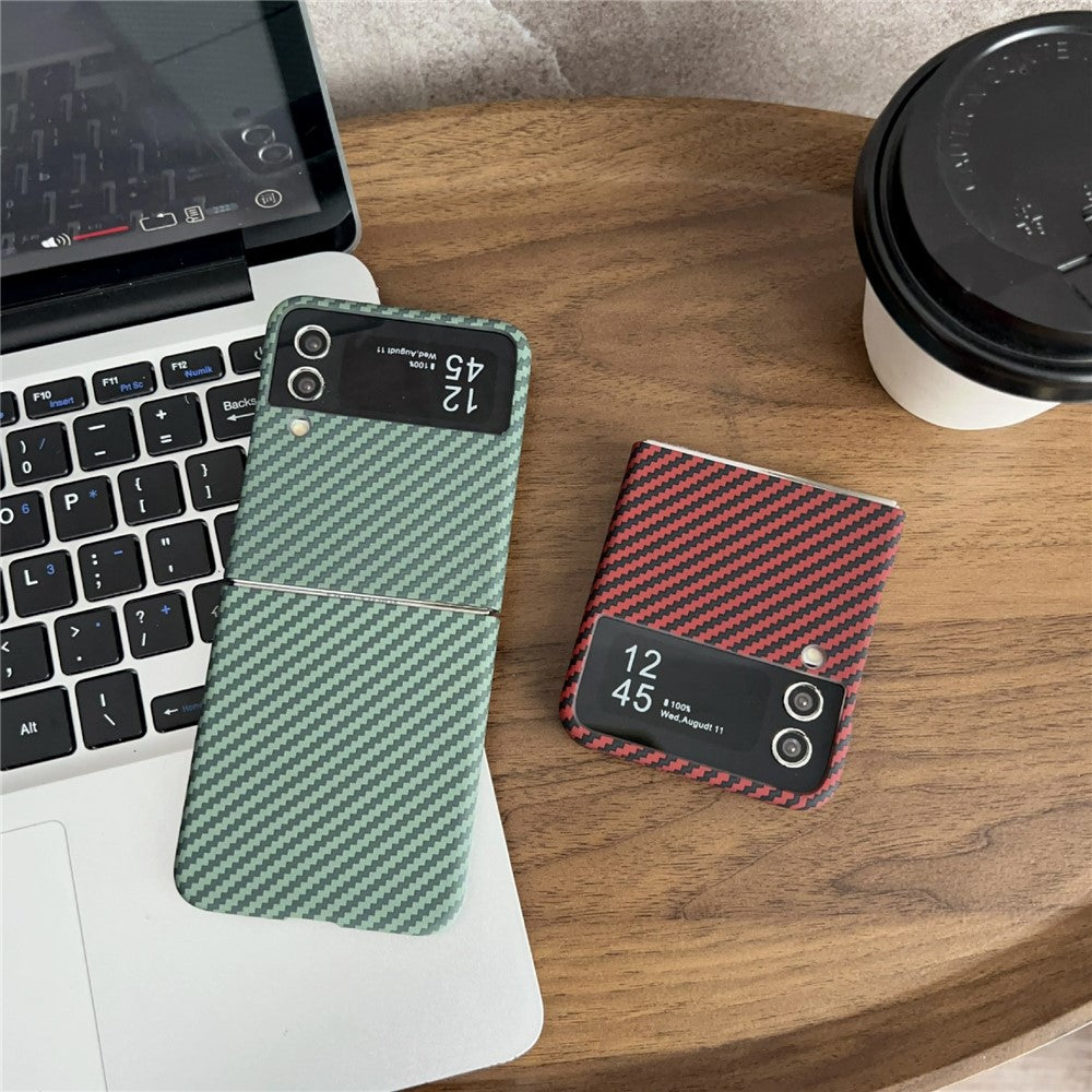 For Samsung Galaxy Z Flip7 FE 5G / Z Flip6 5G Magnetic Case Carbon Fiber Texture Slim Shockproof PC Phone Cover - Black