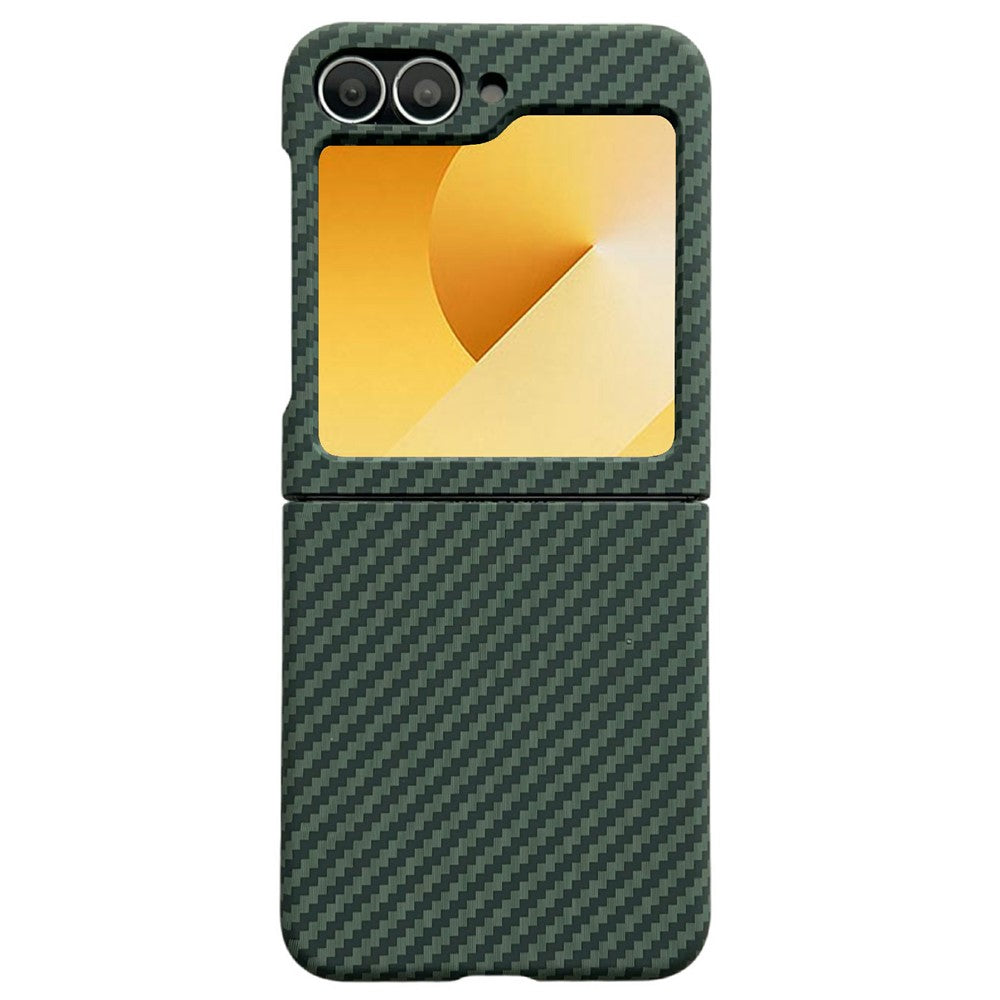 For Samsung Galaxy Z Flip7 FE 5G / Z Flip6 5G Magnetic Case Carbon Fiber Texture Slim Shockproof PC Phone Cover - Green