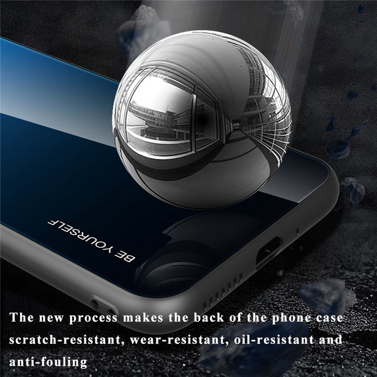 For Honor X8 5G Gradient Color Back Cover Hard Tempered Glass PC Back Soft TPU Frame Shockproof Protective Phone Case - Purple  /  Blue