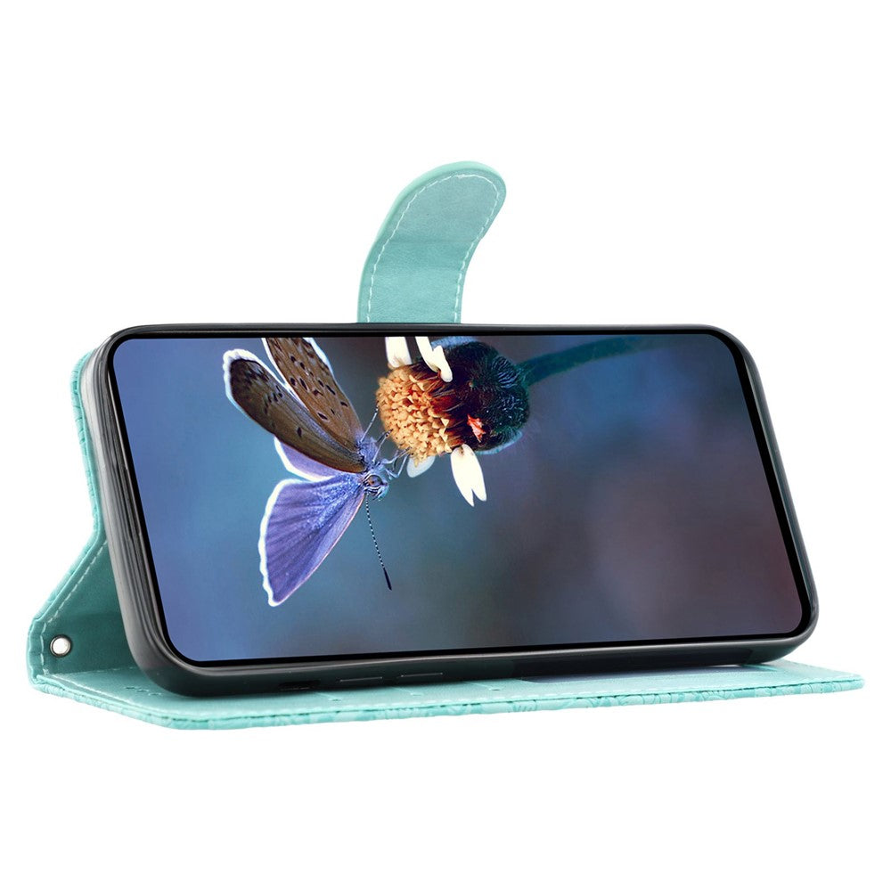 For Oppo Reno13 5G (Global) Case Lace Flowers PU Leather Flip Wallet Phone Cover - Green