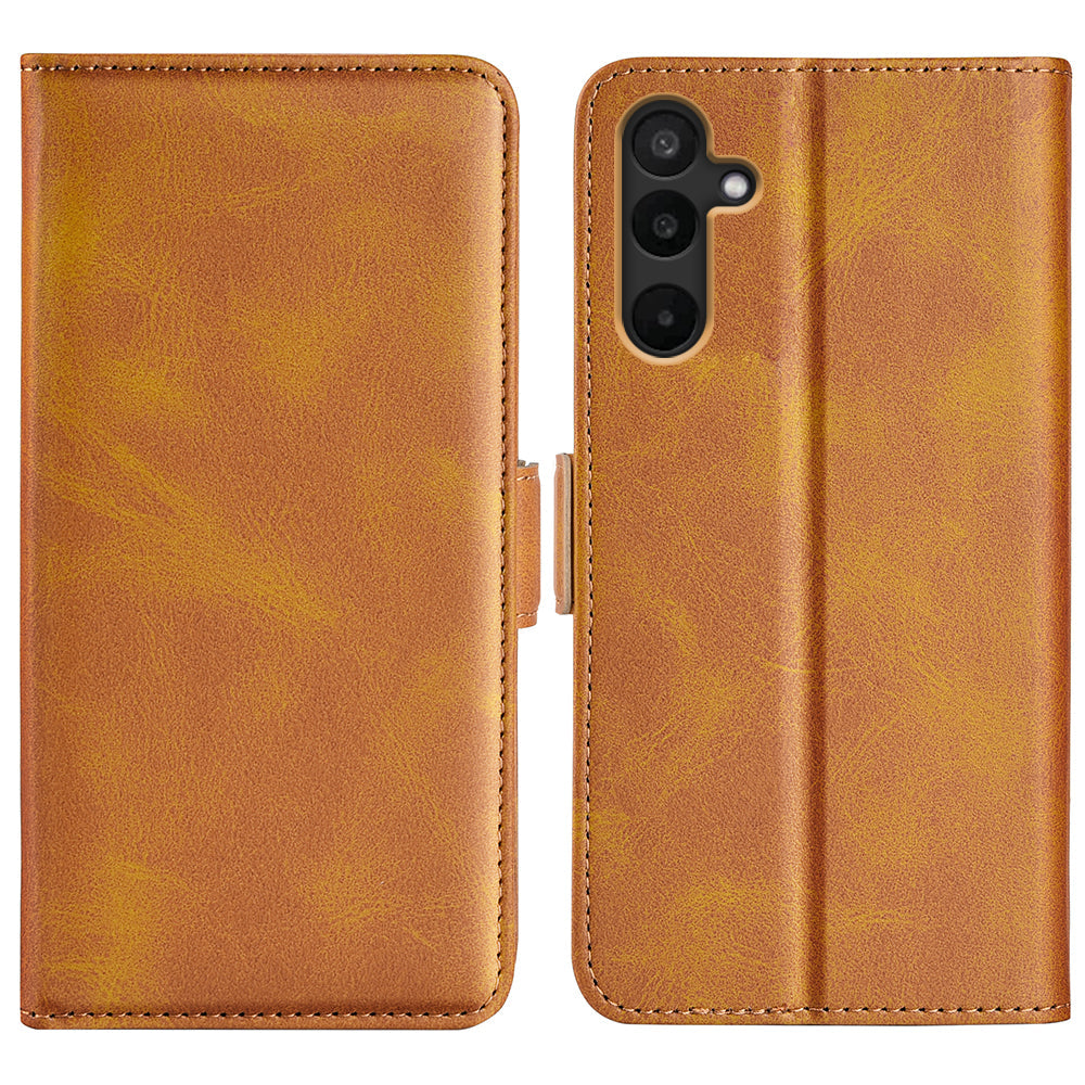 For Samsung Galaxy M16 5G Case Calf Texture Leather Wallet Phone Cover - Yellow