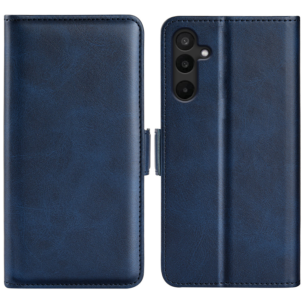 For Samsung Galaxy M16 5G Case Calf Texture Leather Wallet Phone Cover - Blue