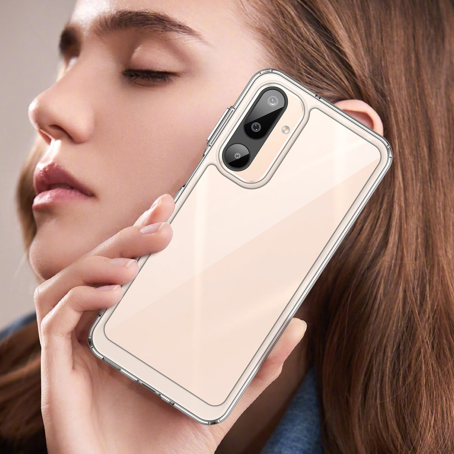 For Samsung Galaxy M16 5G Clear Phone Case WANLONFENG MF2 Series TPU Acrylic Cover with 2Pcs Tempered Glass - Transparent