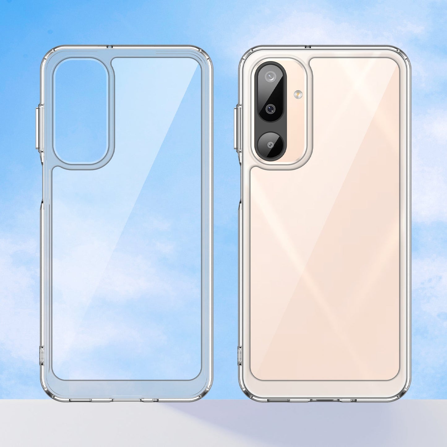 For Samsung Galaxy M16 5G Clear Phone Case WANLONFENG MF2 Series TPU Acrylic Cover with 2Pcs Tempered Glass - Transparent