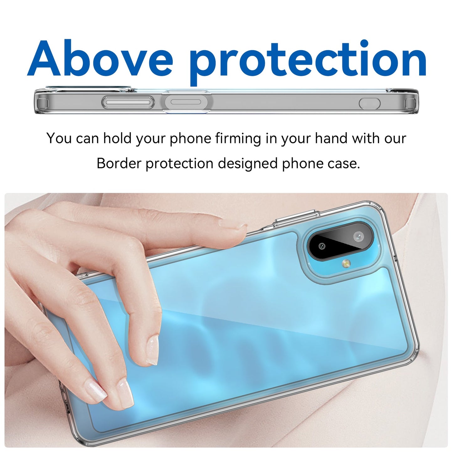 For Samsung Galaxy F06 5G Case WANLONFENG MF Series TPU Acrylic Clear Phone Cover with Tempered Glass Film - Transparent