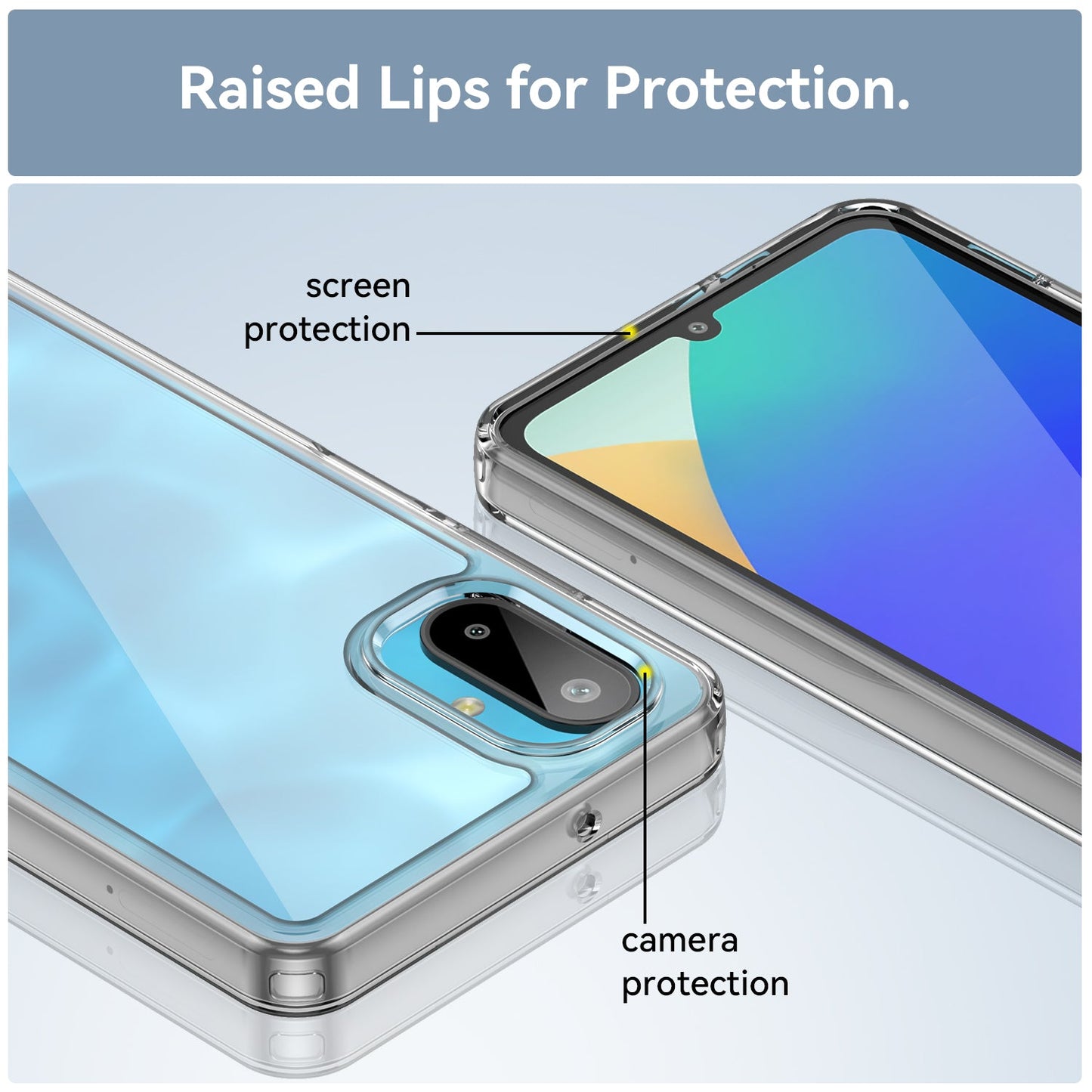 For Samsung Galaxy F06 5G Case WANLONFENG MF Series TPU Acrylic Clear Phone Cover with Tempered Glass Film - Transparent