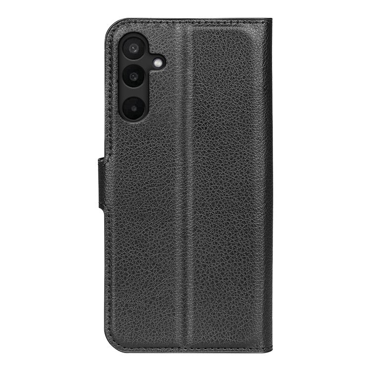 For Samsung Galaxy M16 5G Case Litchi Texture Shockproof Leather Wallet Phone Cover - Black