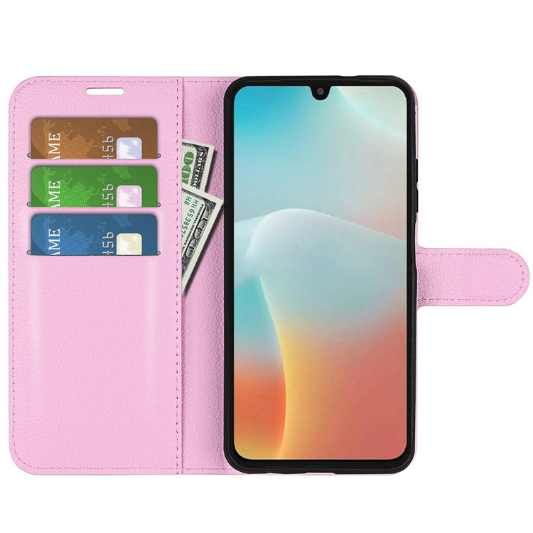 For Samsung Galaxy M16 5G Case Litchi Texture Shockproof Leather Wallet Phone Cover - Pink