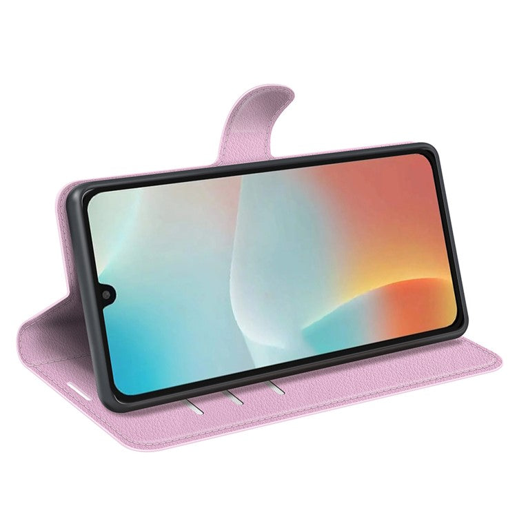 For Samsung Galaxy M16 5G Case Litchi Texture Shockproof Leather Wallet Phone Cover - Pink