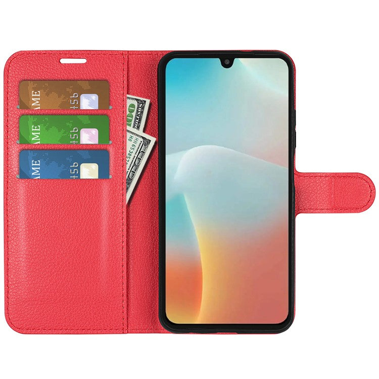 For Samsung Galaxy M16 5G Case Litchi Texture Shockproof Leather Wallet Phone Cover - Red
