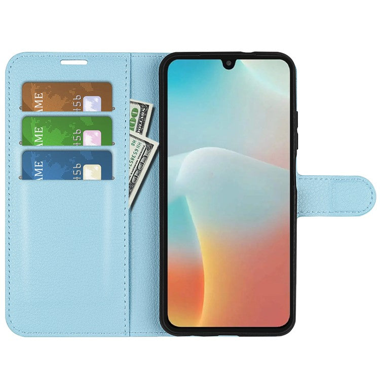For Samsung Galaxy M16 5G Case Litchi Texture Shockproof Leather Wallet Phone Cover - Blue