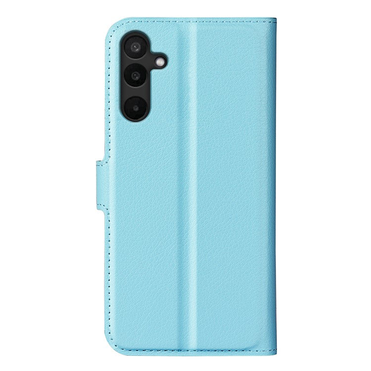 For Samsung Galaxy M16 5G Case Litchi Texture Shockproof Leather Wallet Phone Cover - Blue
