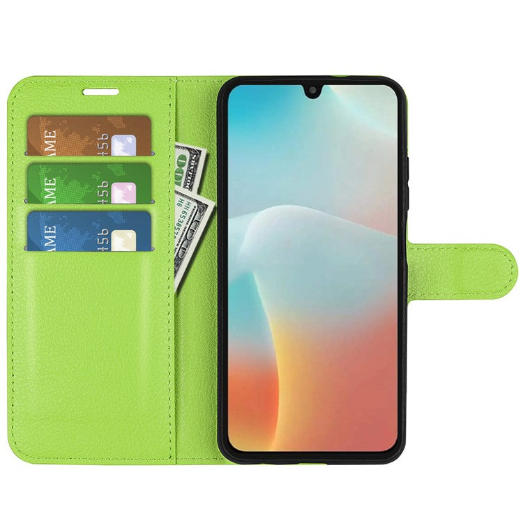 For Samsung Galaxy M16 5G Case Litchi Texture Shockproof Leather Wallet Phone Cover - Green