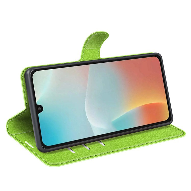 For Samsung Galaxy M16 5G Case Litchi Texture Shockproof Leather Wallet Phone Cover - Green