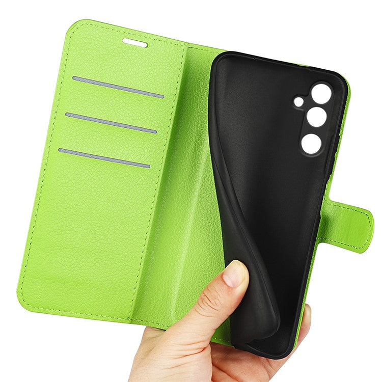 For Samsung Galaxy M16 5G Case Litchi Texture Shockproof Leather Wallet Phone Cover - Green
