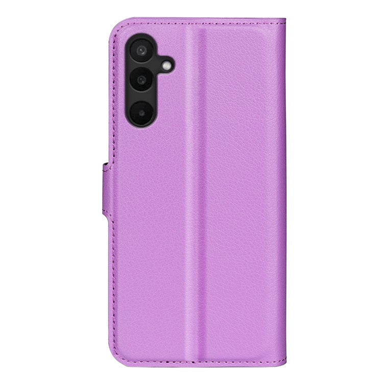 For Samsung Galaxy M16 5G Case Litchi Texture Shockproof Leather Wallet Phone Cover - Purple