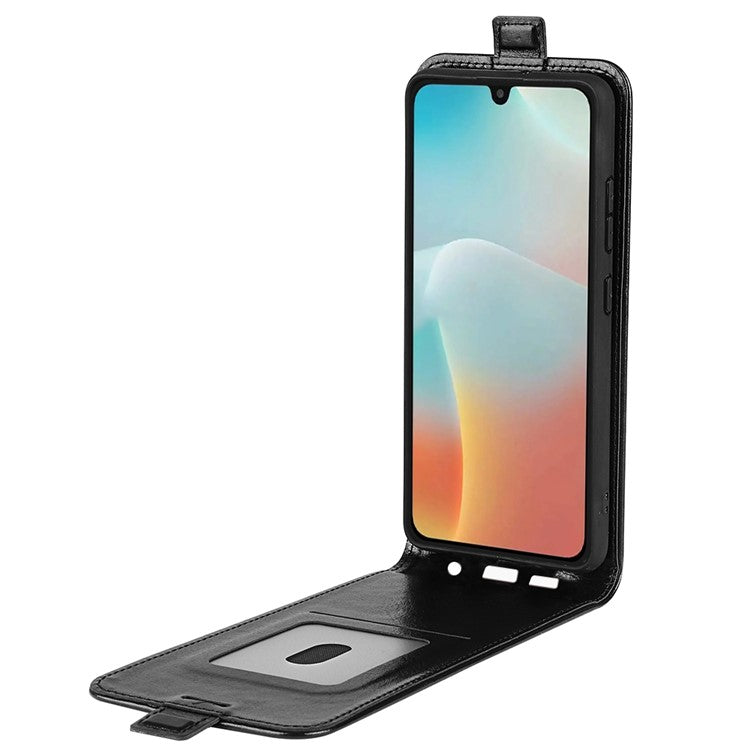 For Samsung Galaxy M16 5G Case with Card Slots Vertical Flip Leather Phone Cover - Black