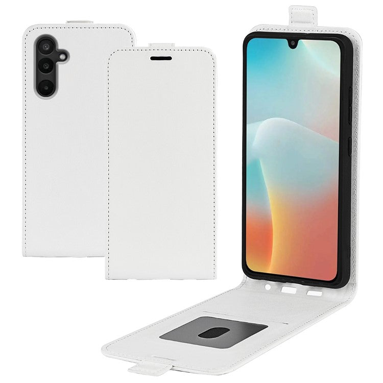 For Samsung Galaxy M16 5G Case with Card Slots Vertical Flip Leather Phone Cover - White