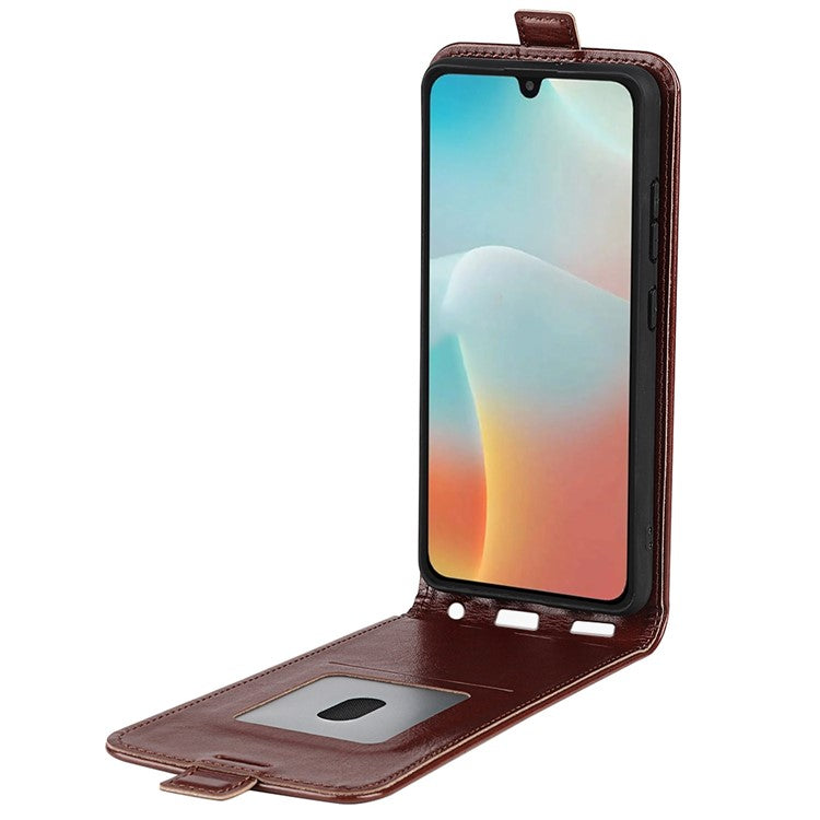 For Samsung Galaxy M16 5G Case with Card Slots Vertical Flip Leather Phone Cover - Brown