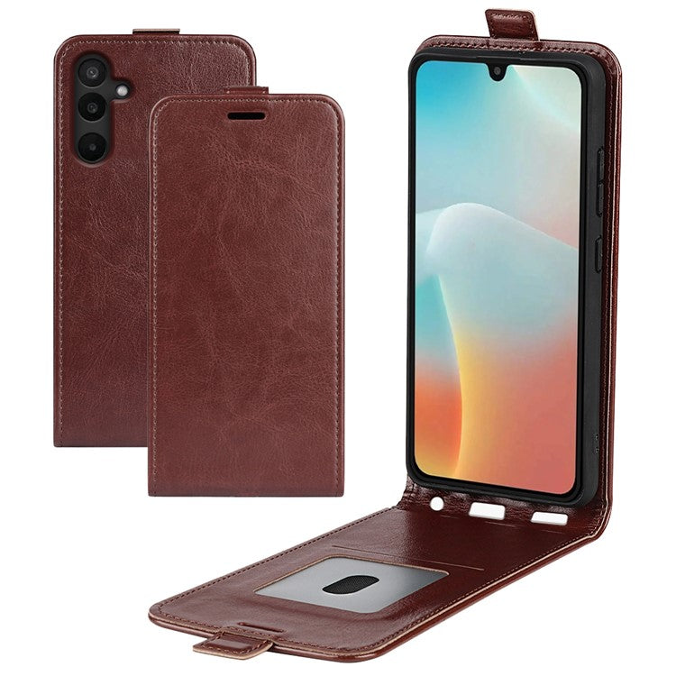 For Samsung Galaxy M16 5G Case with Card Slots Vertical Flip Leather Phone Cover - Brown
