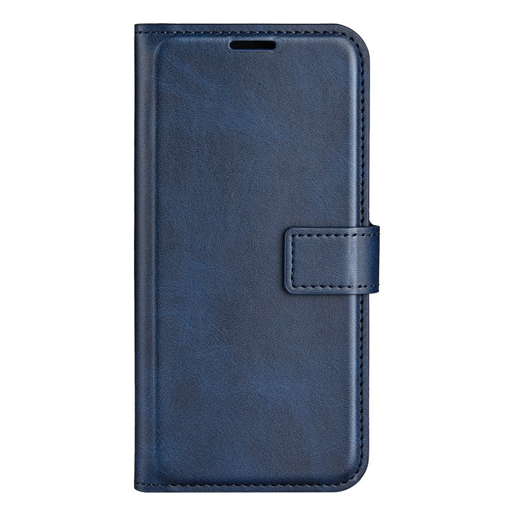 For Samsung Galaxy M16 5G Stand Case Anti-Scratch Calf Texture Leather Phone Cover - Blue