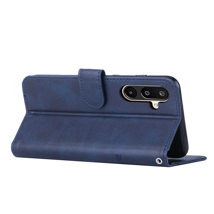 For Samsung Galaxy F16 5G / M16 5G Case Leather Stand Protective Phone Cover - Blue