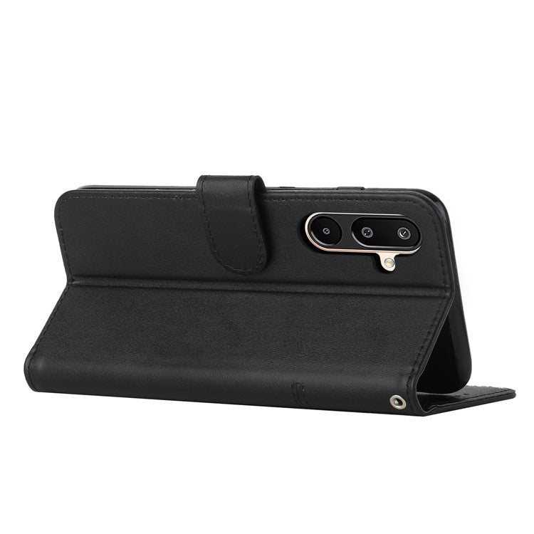 For Samsung Galaxy F16 5G / M16 5G Case Leather Stand Protective Phone Cover - Black