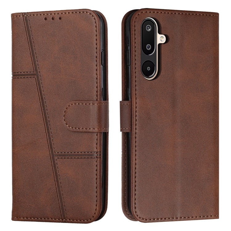 For Samsung Galaxy F16 5G / M16 5G Case Leather Stand Protective Phone Cover - Brown