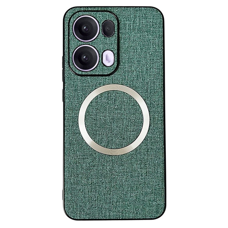 For Oppo Reno13 Pro 5G Case Drop-Proof TPU + Cloth Back Phone Cover Compatible with MagSafe - Green