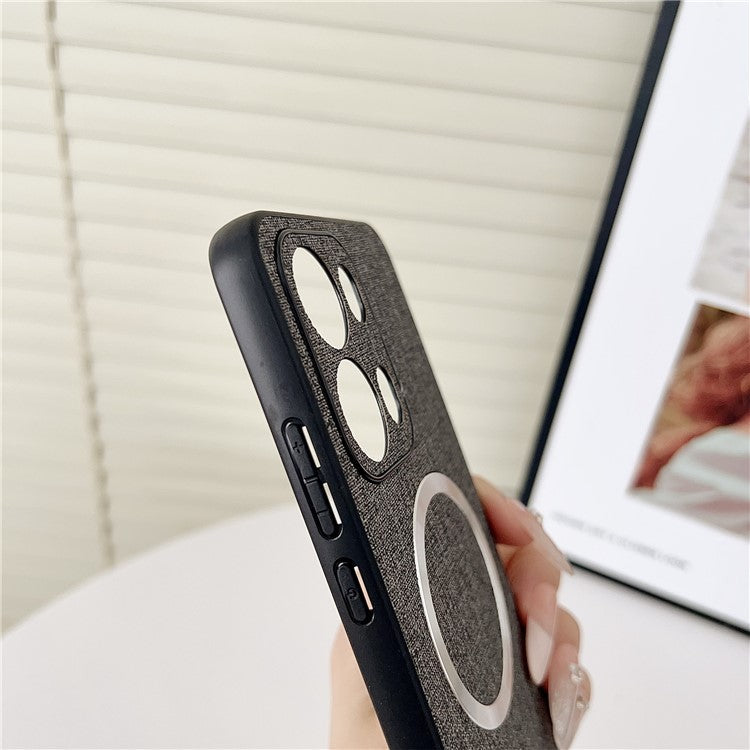 For Oppo Reno13 Pro 5G Case Drop-Proof TPU + Cloth Back Phone Cover Compatible with MagSafe - Purple