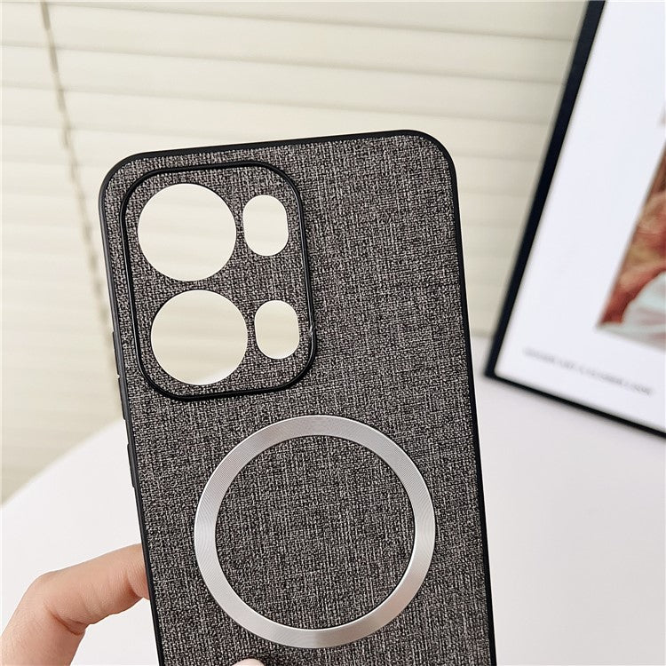 For Oppo Reno13 Pro 5G Case Drop-Proof TPU + Cloth Back Phone Cover Compatible with MagSafe - Grey