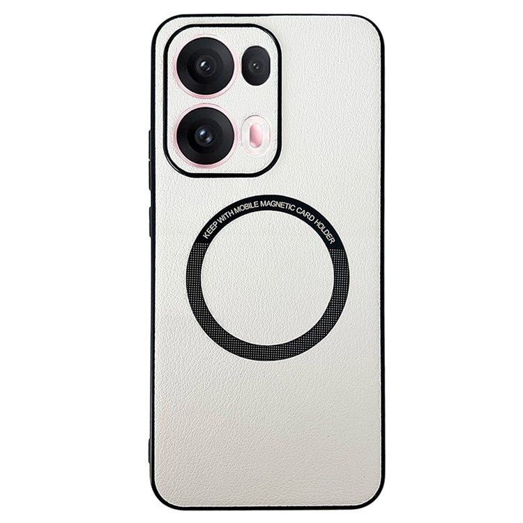 For Oppo Reno13 Pro 5G Case Anti-Drop PU Leather + TPU Cover Compatible with MagSafe - White