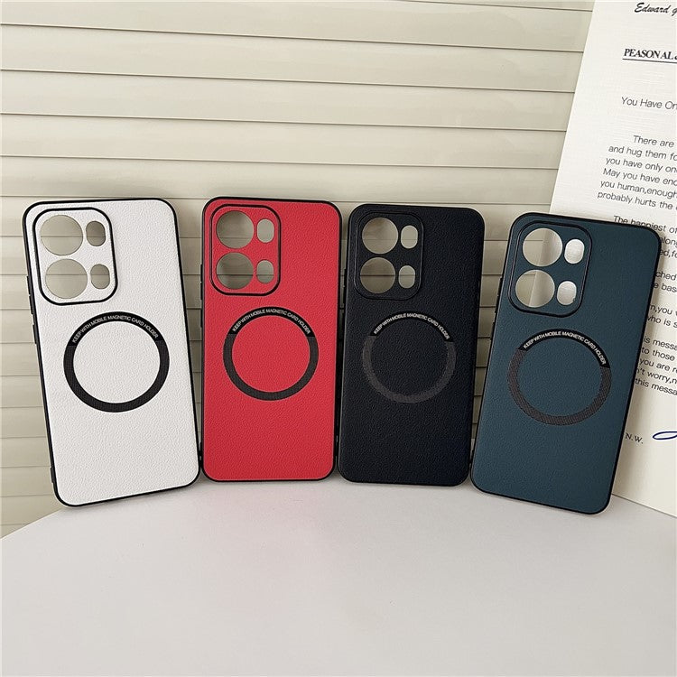 For Oppo Reno13 Pro 5G Case Anti-Drop PU Leather + TPU Cover Compatible with MagSafe - White