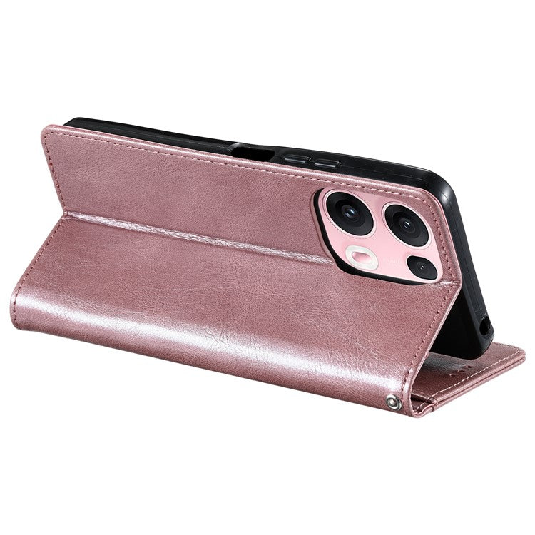 013 Style For Oppo Reno13 Pro 5G Case PU Leather Anti-Fall Phone Cover with 6 Card Slots - Rose Gold