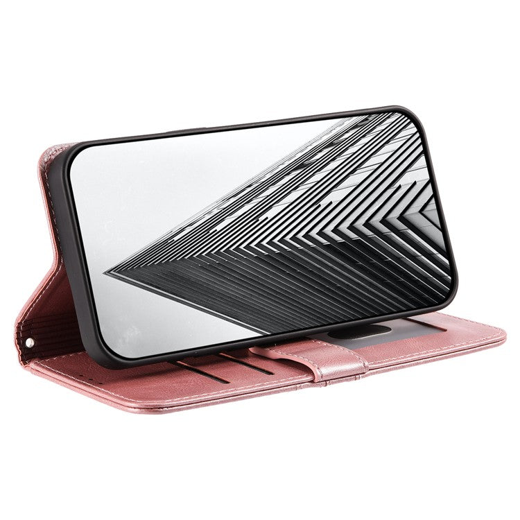 013 Style For Oppo Reno13 Pro 5G Case PU Leather Anti-Fall Phone Cover with 6 Card Slots - Rose Gold