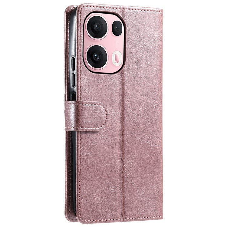 013 Style For Oppo Reno13 Pro 5G Case PU Leather Anti-Fall Phone Cover with 6 Card Slots - Rose Gold