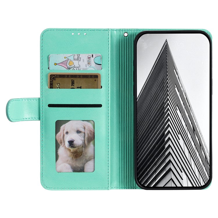 013 Style For Oppo Reno13 Pro 5G Case PU Leather Anti-Fall Phone Cover with 6 Card Slots - Mint Green