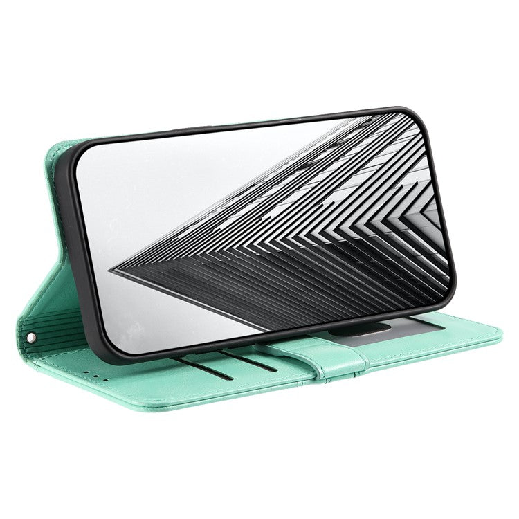 013 Style For Oppo Reno13 Pro 5G Case PU Leather Anti-Fall Phone Cover with 6 Card Slots - Mint Green