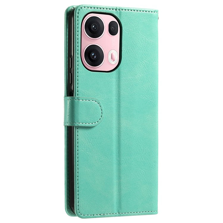 013 Style For Oppo Reno13 Pro 5G Case PU Leather Anti-Fall Phone Cover with 6 Card Slots - Mint Green