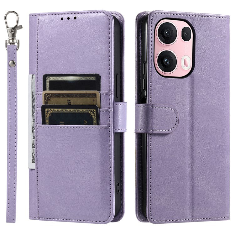 013 Style For Oppo Reno13 Pro 5G Case PU Leather Anti-Fall Phone Cover with 6 Card Slots - Purple