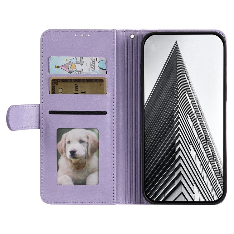 013 Style For Oppo Reno13 Pro 5G Case PU Leather Anti-Fall Phone Cover with 6 Card Slots - Purple