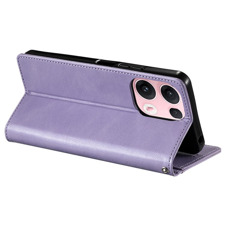 013 Style For Oppo Reno13 Pro 5G Case PU Leather Anti-Fall Phone Cover with 6 Card Slots - Purple