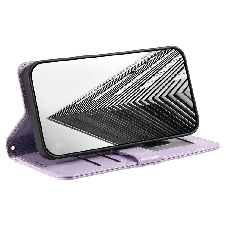 013 Style For Oppo Reno13 Pro 5G Case PU Leather Anti-Fall Phone Cover with 6 Card Slots - Purple