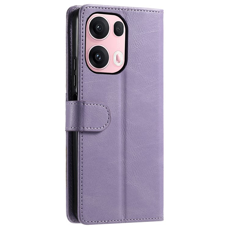 013 Style For Oppo Reno13 Pro 5G Case PU Leather Anti-Fall Phone Cover with 6 Card Slots - Purple